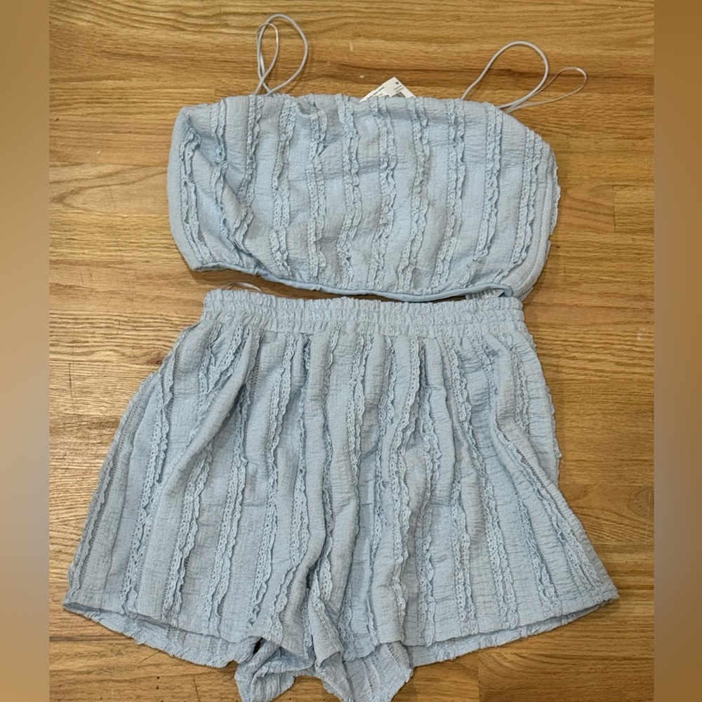 Ruby & Jenna 2 piece Medium baby blue shorts and top matching set NEW WITH TAGS